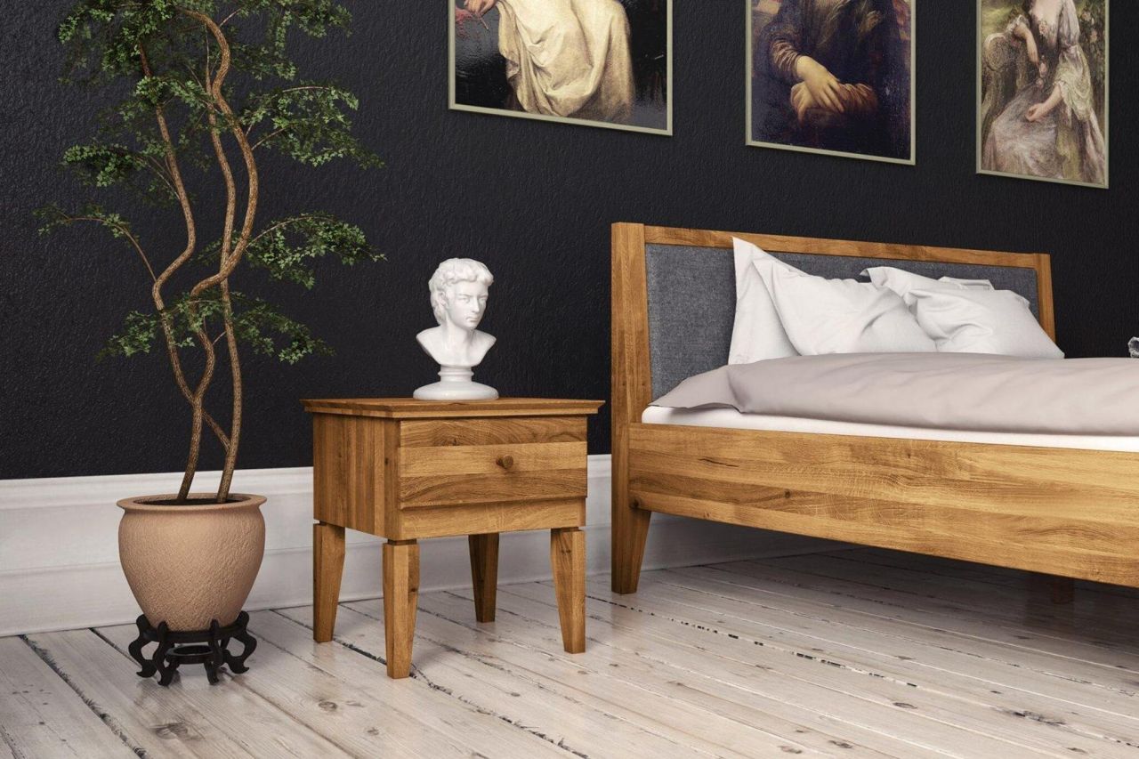 Nachtschrank 2er-Set LENNES Eiche massiv 46x50x45 cm von Fun Möbel