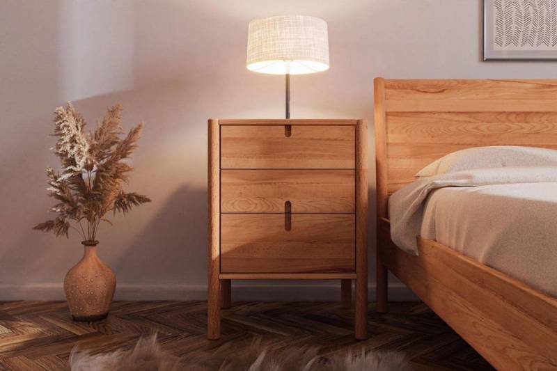 Nachtschrank SAGA 2er-Set Buche massiv 60x69x36 cm von Fun Möbel