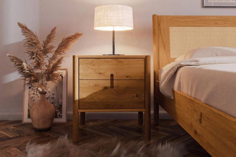 Nachtschrank SAGA 2er Set Eiche massiv 60x64x36 cm von Fun Möbel