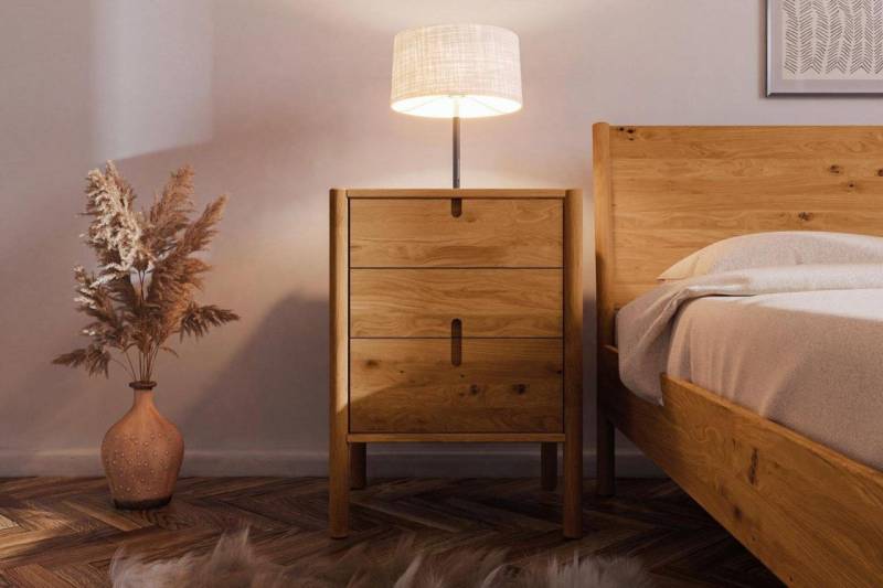 Nachtschrank SAGA 2er Set Eiche massiv 60x69x36 cm von Fun Möbel