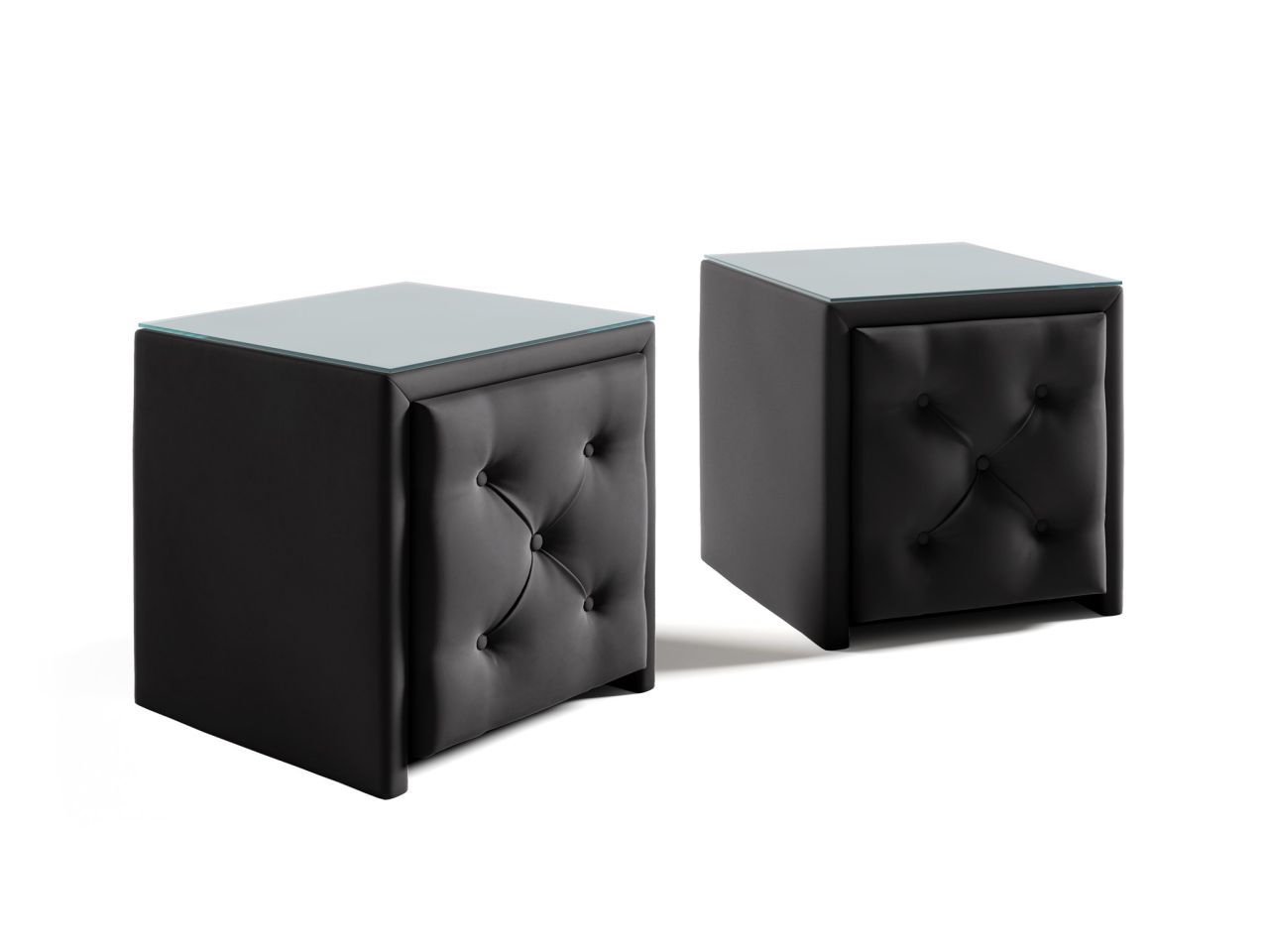 Nachttisch Nachtkonsole 2er Set ERNESTO 50x50cm in Stoff Elisa Velvet Schwarz von Fun Möbel