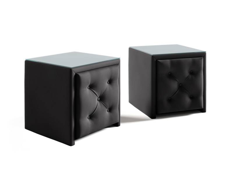 Nachttisch Nachtkonsole 2er Set ERNESTO 50x50cm in Stoff Elisa Velvet Schwarz von Fun Möbel