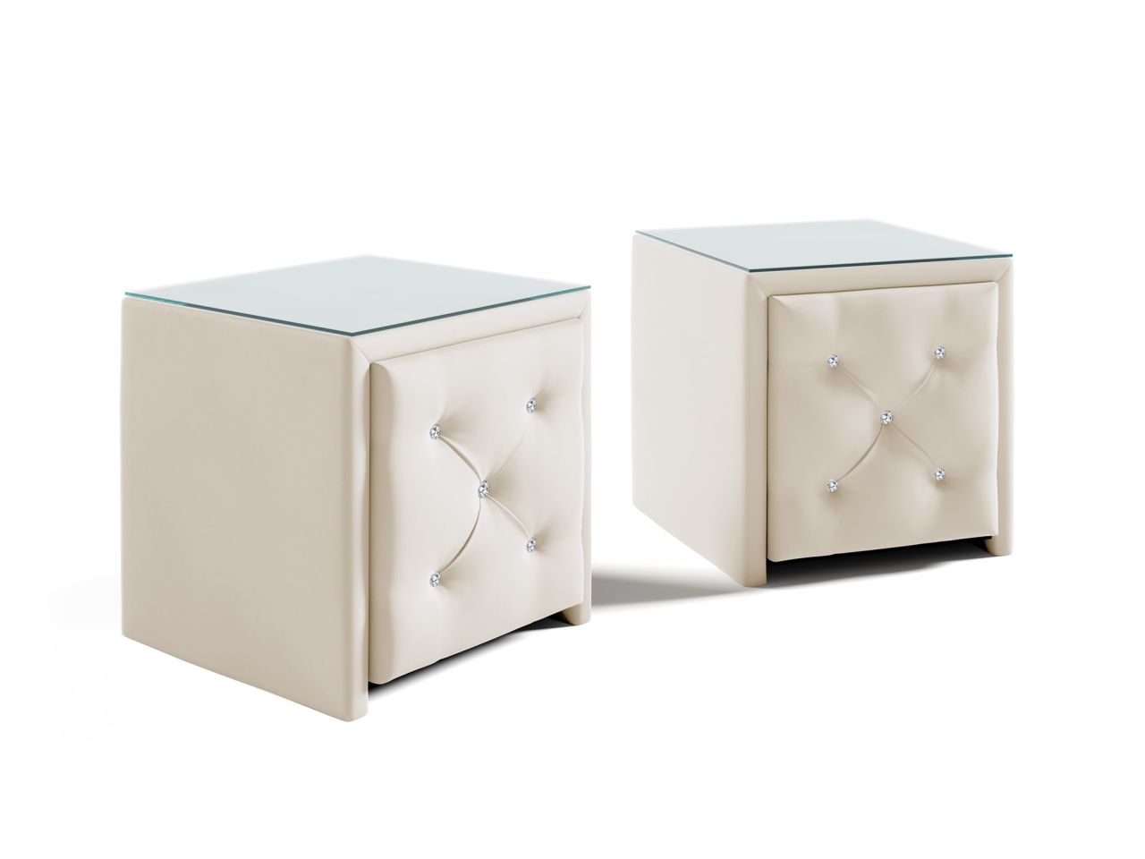 Nachttisch Nachtkonsole 2er Set SEVRA 50x50cm in Stoff Elisa Velvet Cremeweiß Nachttisch Nachtkonsole 2er Set SEVRA 50x50cm in Stoff Elisa Velvet Cremeweiß von Fun Möbel