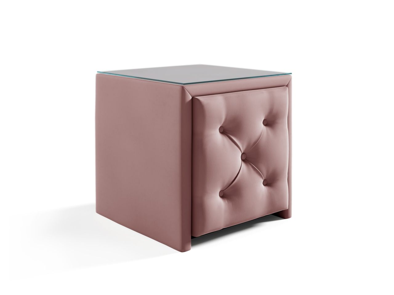 Nachttisch Nachtkonsole ERNESTO 50x50cm in Stoff Elisa Velvet Altrosa von Fun Möbel