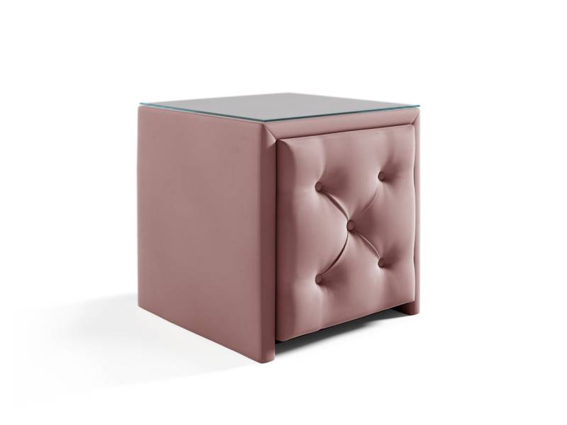 Nachttisch Nachtkonsole ERNESTO 50x50cm in Stoff Elisa Velvet Altrosa von Fun Möbel