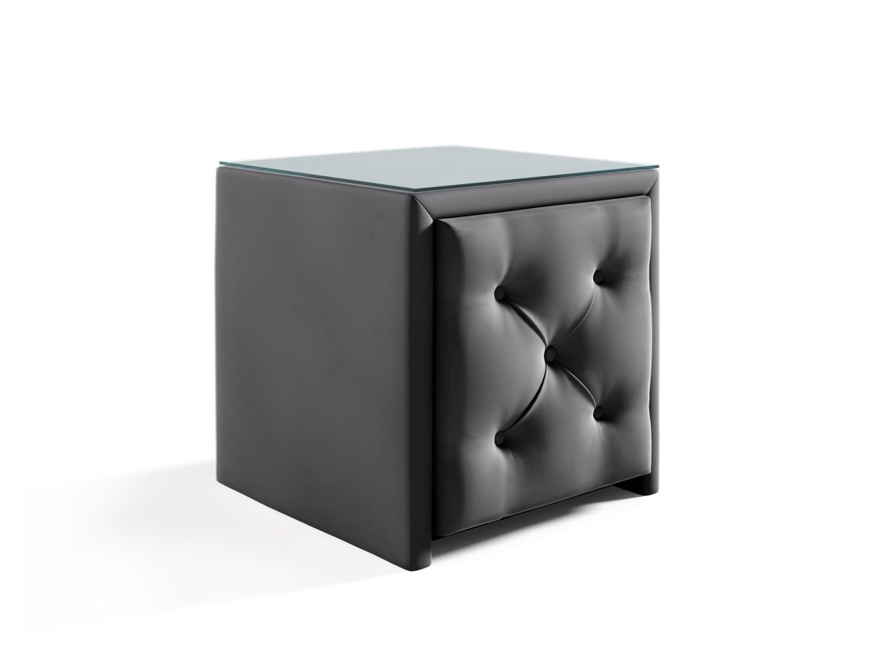 Nachttisch Nachtkonsole ERNESTO 50x50cm in Stoff Elisa Velvet Anthrazit von Fun Möbel