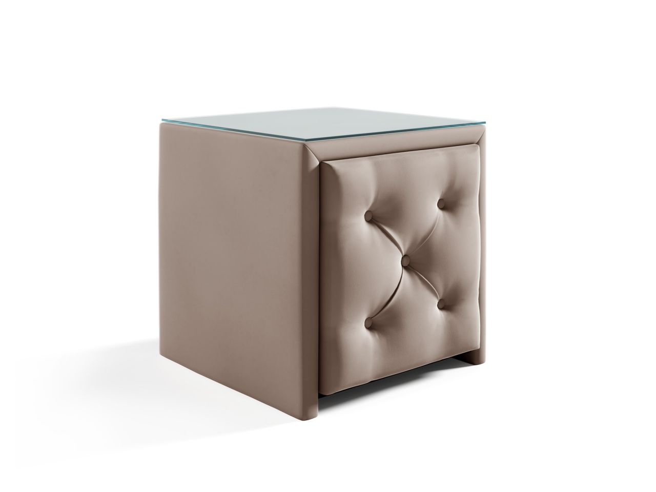 Nachttisch Nachtkonsole ERNESTO 50x50cm in Stoff Elisa Velvet Beige von Fun Möbel