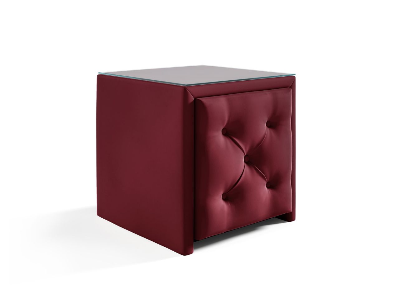 Nachttisch Nachtkonsole ERNESTO 50x50cm in Stoff Elisa Velvet Bordeauxrot von Fun Möbel