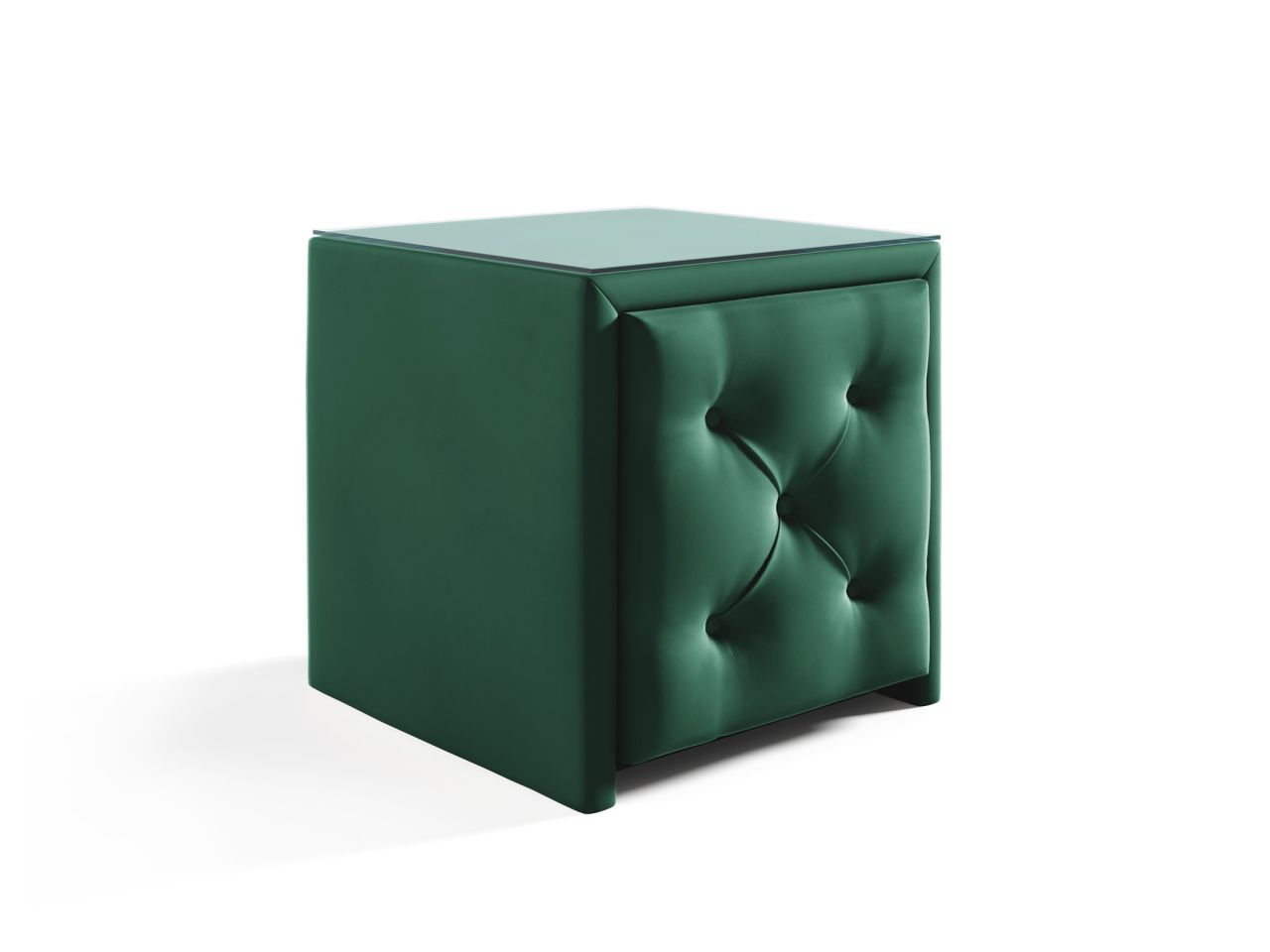 Nachttisch Nachtkonsole ERNESTO 50x50cm in Stoff Elisa Velvet Dunkelgrün von Fun Möbel