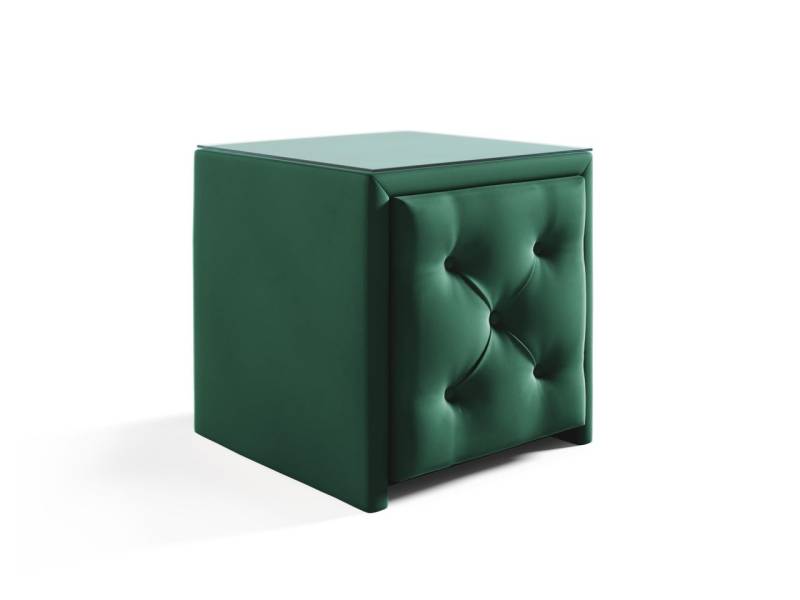 Nachttisch Nachtkonsole ERNESTO 50x50cm in Stoff Elisa Velvet Dunkelgrün von Fun Möbel