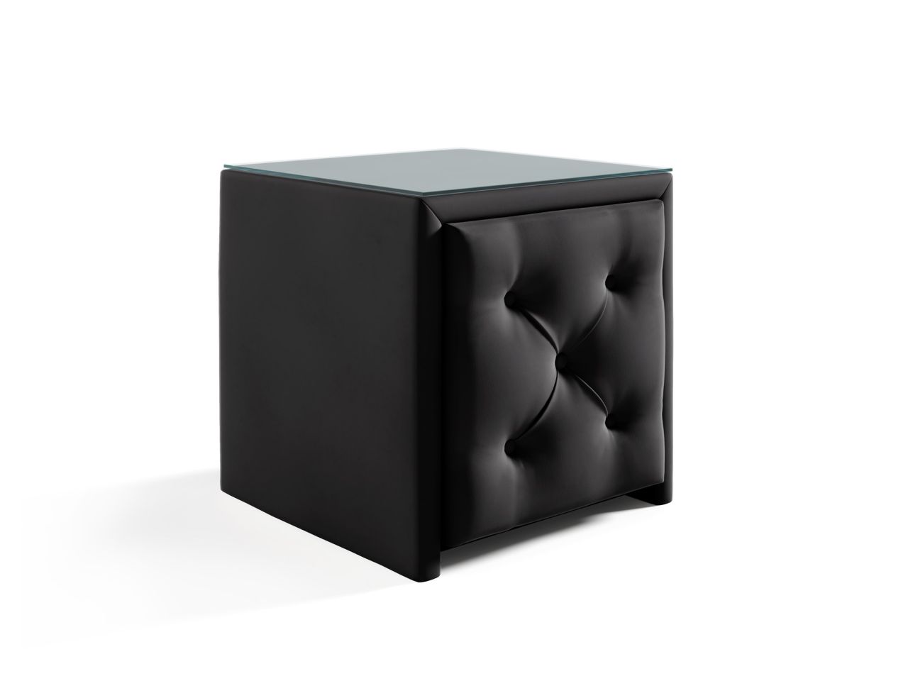 Nachttisch Nachtkonsole ERNESTO 50x50cm in Stoff Elisa Velvet Schwarz von Fun Möbel