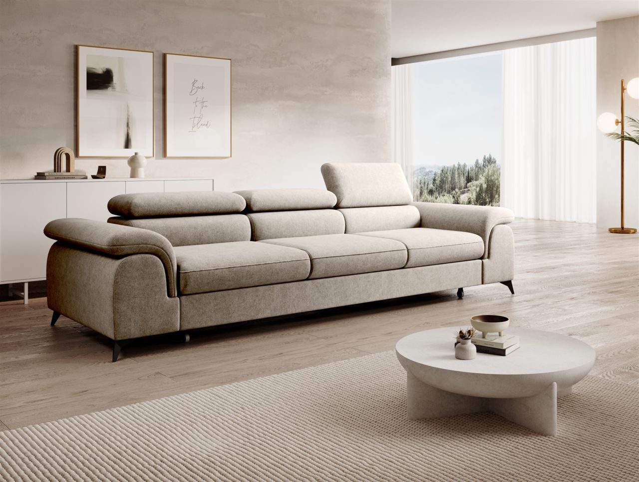 OUTLET Big Sofa Couchgarnitur BASTIEN Megasofa mit Schlaffunktion Stoff Whisp... von Fun Moebel