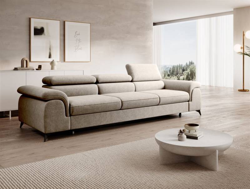 OUTLET Big Sofa Couchgarnitur BASTIEN Megasofa mit Schlaffunktion Stoff Whisp... von Fun Moebel