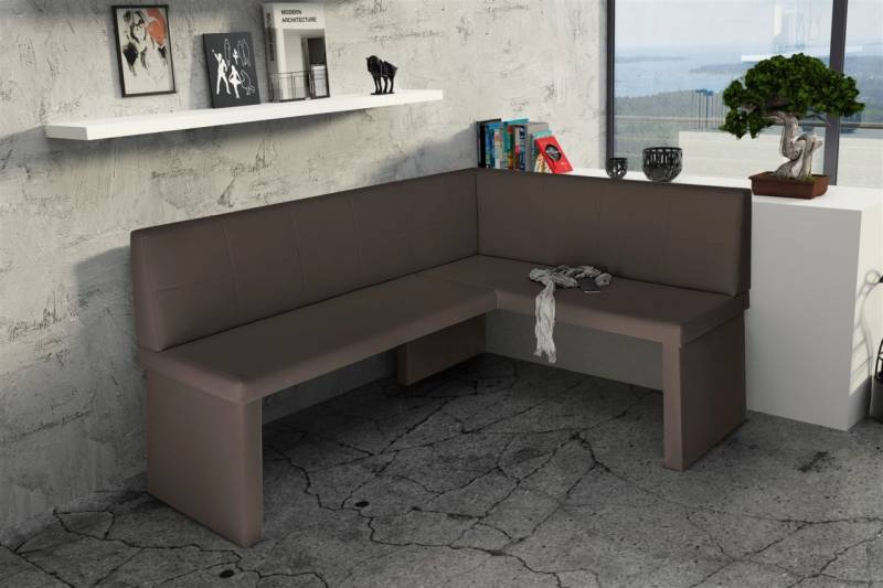 OUTLET Eckbank Bank Küchenbank 196 x 142 cm -ROBIN XL L -Kunstleder Braun von Fun Moebel