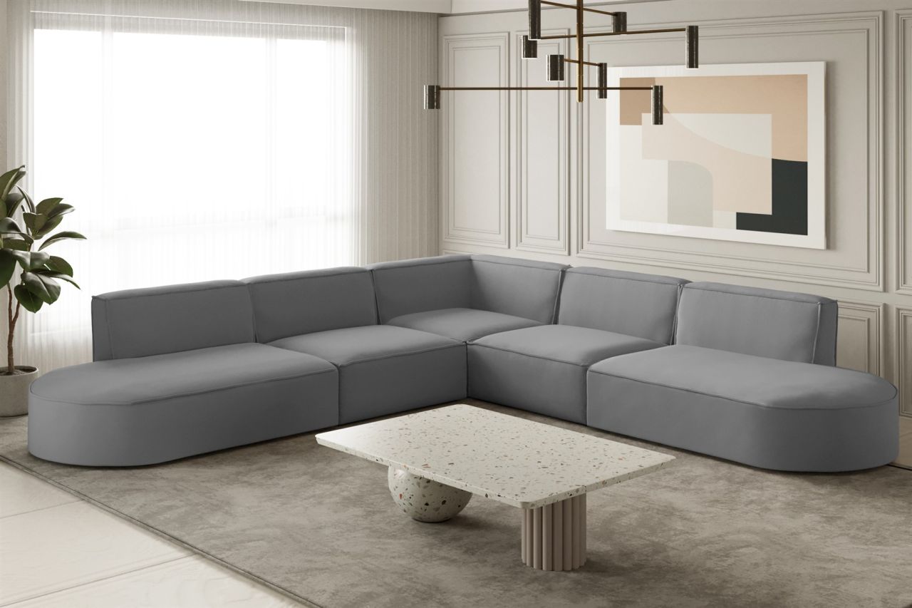 OUTLET Ecksofa Designersofa PALMA in Stoff Opera Velvet Grau Seite Universal OUTLET Ecksofa Designersofa PALMA in Stoff Opera Velvet Grau Seite Universal von Fun Moebel