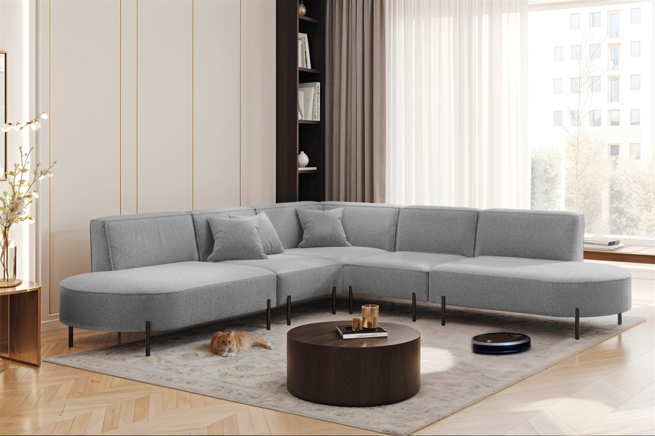 OUTLET Ecksofa Designersofa VALENCIA in Stoff Quelle Hellgrau Universal OUTLET Ecksofa Designersofa VALENCIA in Stoff Quelle Hellgrau Universal von Fun Moebel