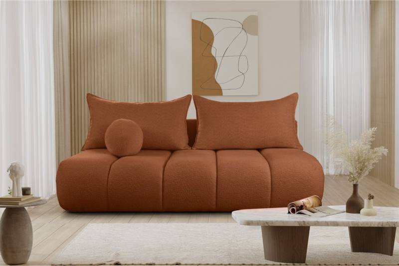OUTLET Schlafsofa Designersofa Sofa 3-Sitzer ANZIA in Stoff Ascot Bukla Rostb... von Fun Möbel