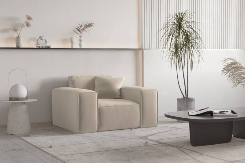 OUTLET Sessel Designersessel CELES PREMIUM in Stoff Opera Velvet Beige von Fun Moebel