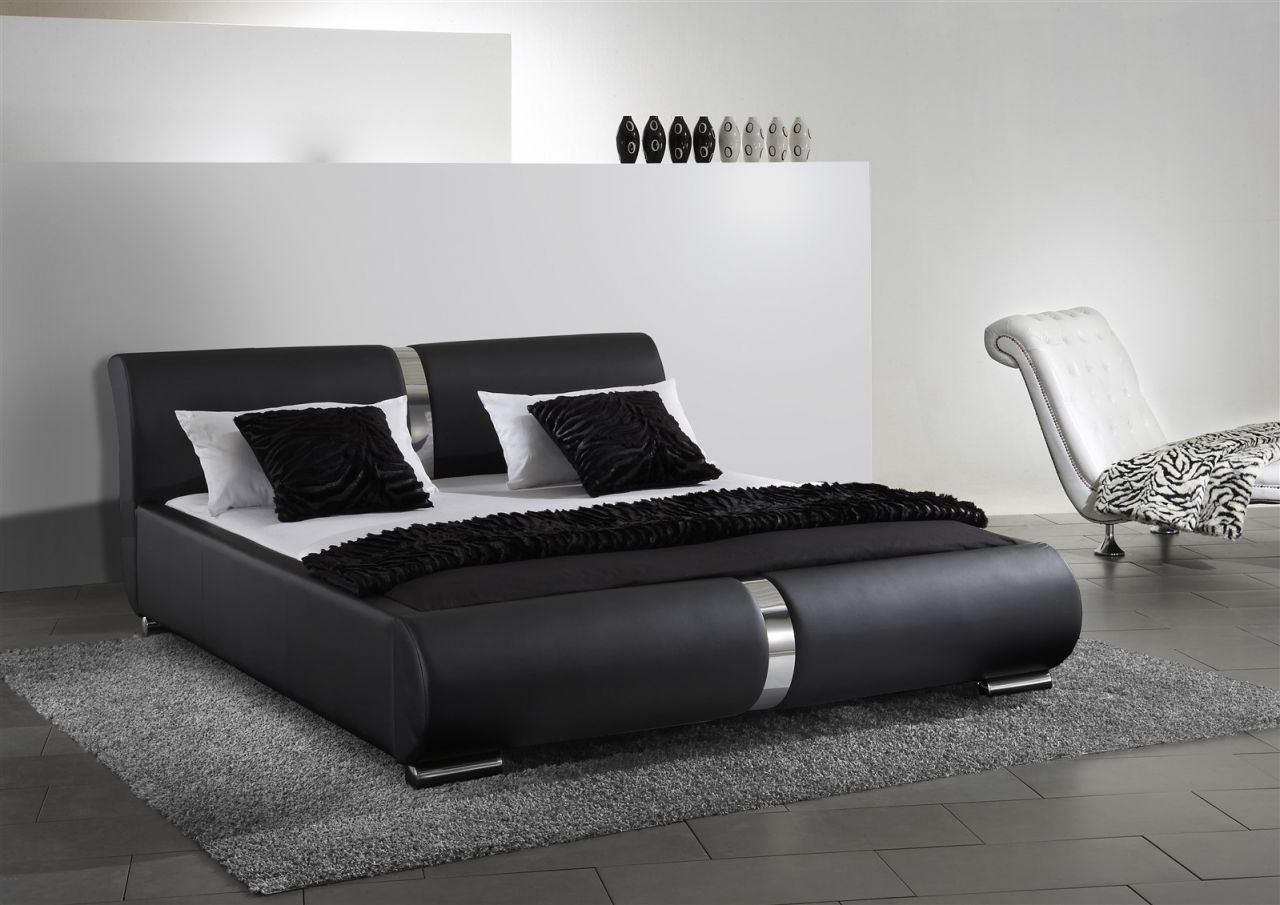 Polsterbett Bett Doppelbett DAKAR Komplettset 140x200 cm Schwarz von Fun Möbel