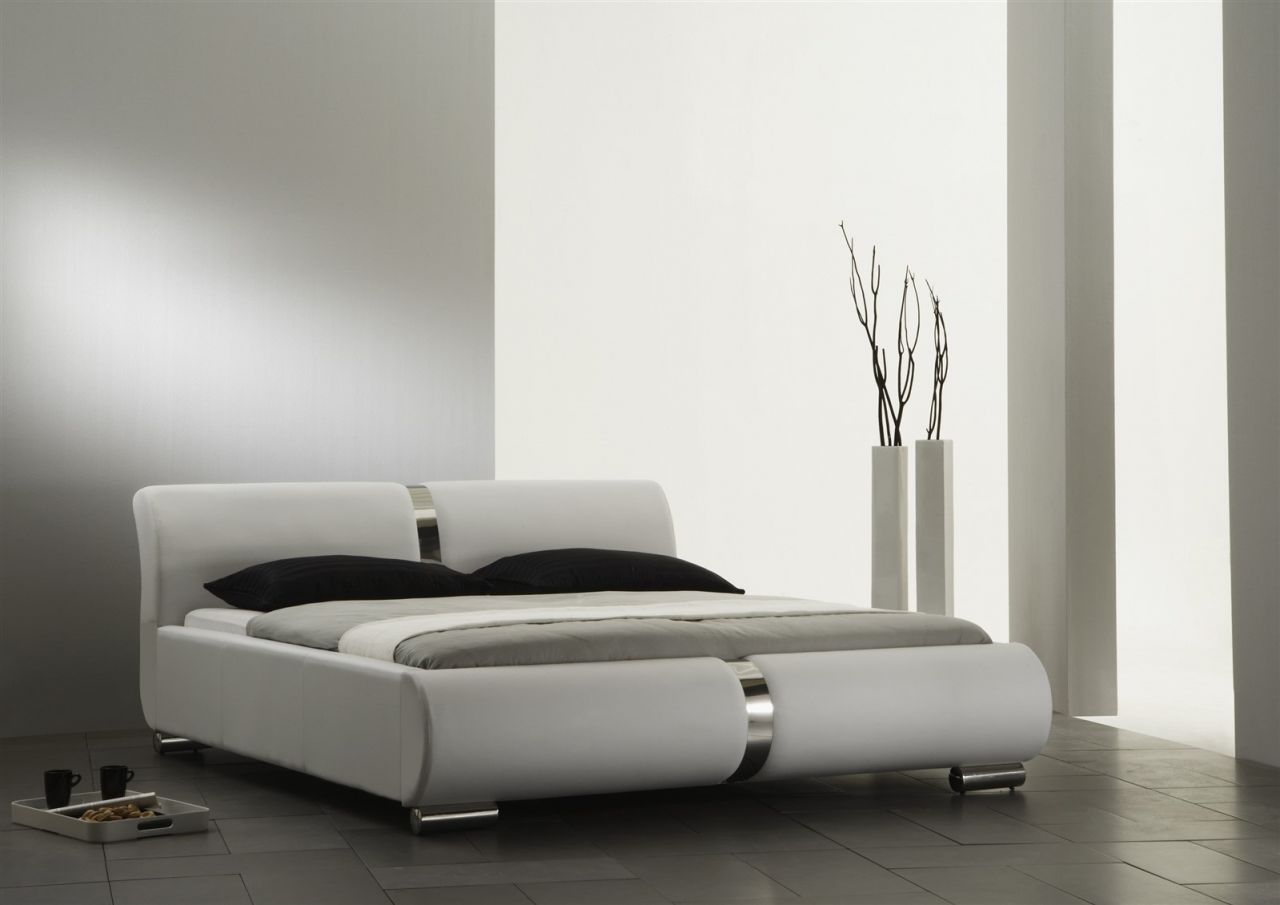 Polsterbett Bett Doppelbett DAKAR Komplettset 140x200 cm Weiss von Fun Möbel