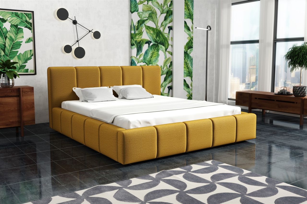 Polsterbett Bett Doppelbett GENUA Komplettset 200x200cm Stoff Monolith Gelb Polsterbett Bett Doppelbett GENUA Komplettset 200x200cm Stoff Monolith Gelb von Fun Möbel
