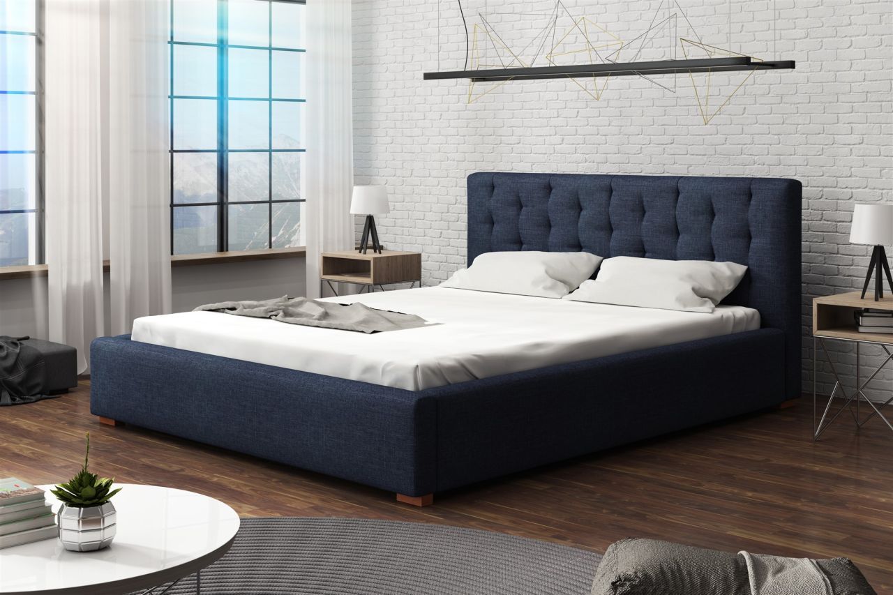 Polsterbett Bett Doppelbett LUCCA Komplettset 200x200cm Stoff Cloud Dunkelblau Polsterbett Bett Doppelbett LUCCA Komplettset 200x200cm Stoff Cloud Dunkelblau von Fun Möbel