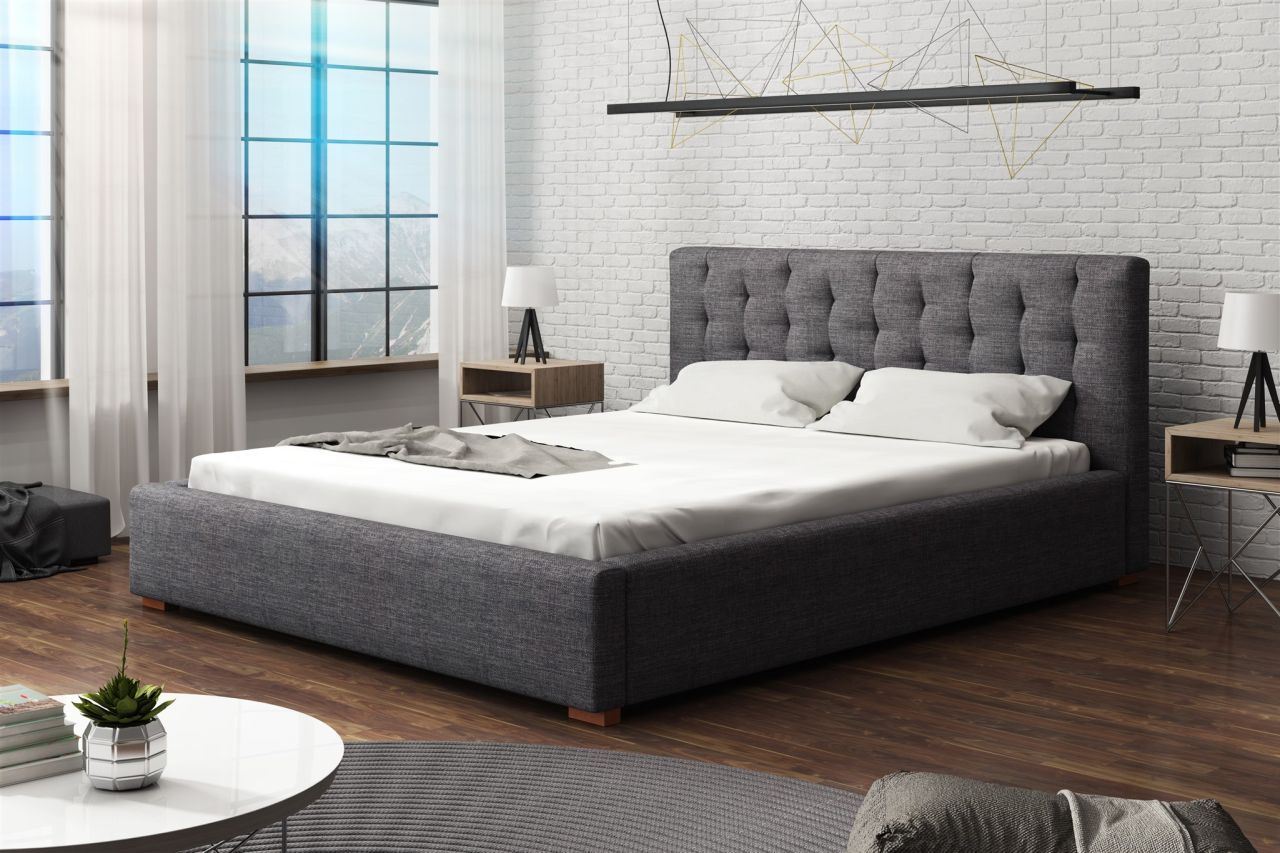Polsterbett Bett Doppelbett LUCCA Komplettset 200x200cm Stoff Sawana Dunkelgrau Polsterbett Bett Doppelbett LUCCA Komplettset 200x200cm Stoff Sawana Dunkelgrau von Fun Möbel