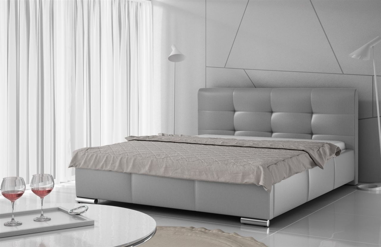 Polsterbett Bett Doppelbett TAYLOR Kunstleder Grau 180x200cm von Fun Möbel
