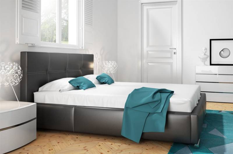 Polsterbett Bett Doppelbett TIMUR Kunstleder Schwarz 180x200cm von Fun Möbel