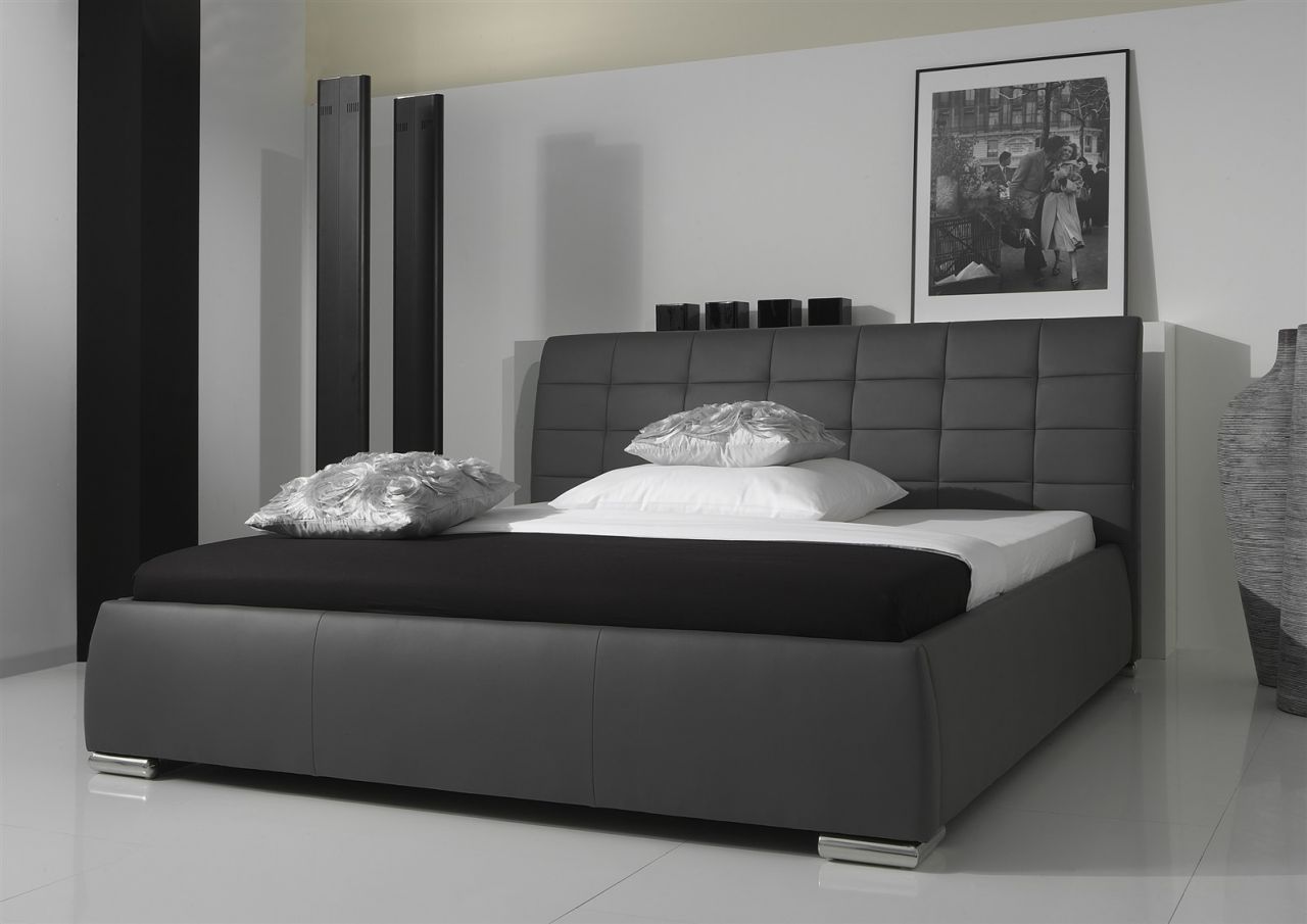 Polsterbett Bett Doppelbett Tagesbett - VERMONT - 160x200 cm Grau von Fun Moebel