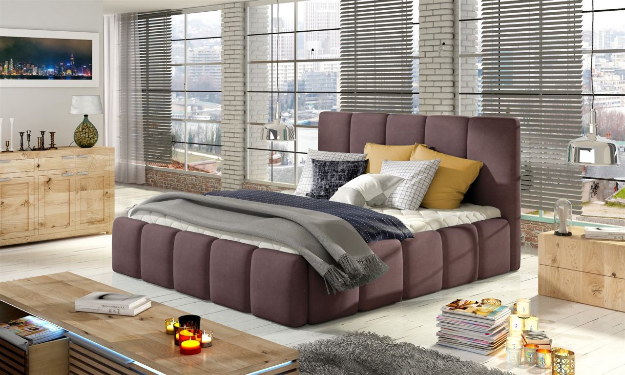 Polsterbett Bett VERONA Komplettset Polyesterstoff Violett 120x200cm von Fun Moebel