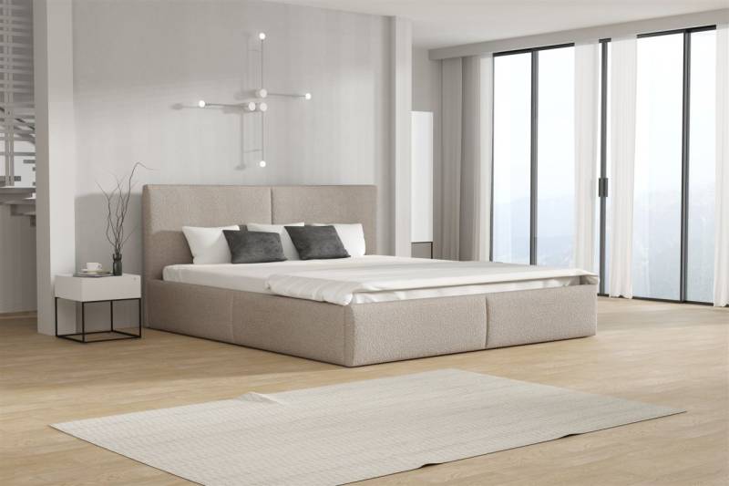 Polsterbett Doppelbett BERGEN 140x200cm Stoff Freya Cappuccino von Fun Möbel