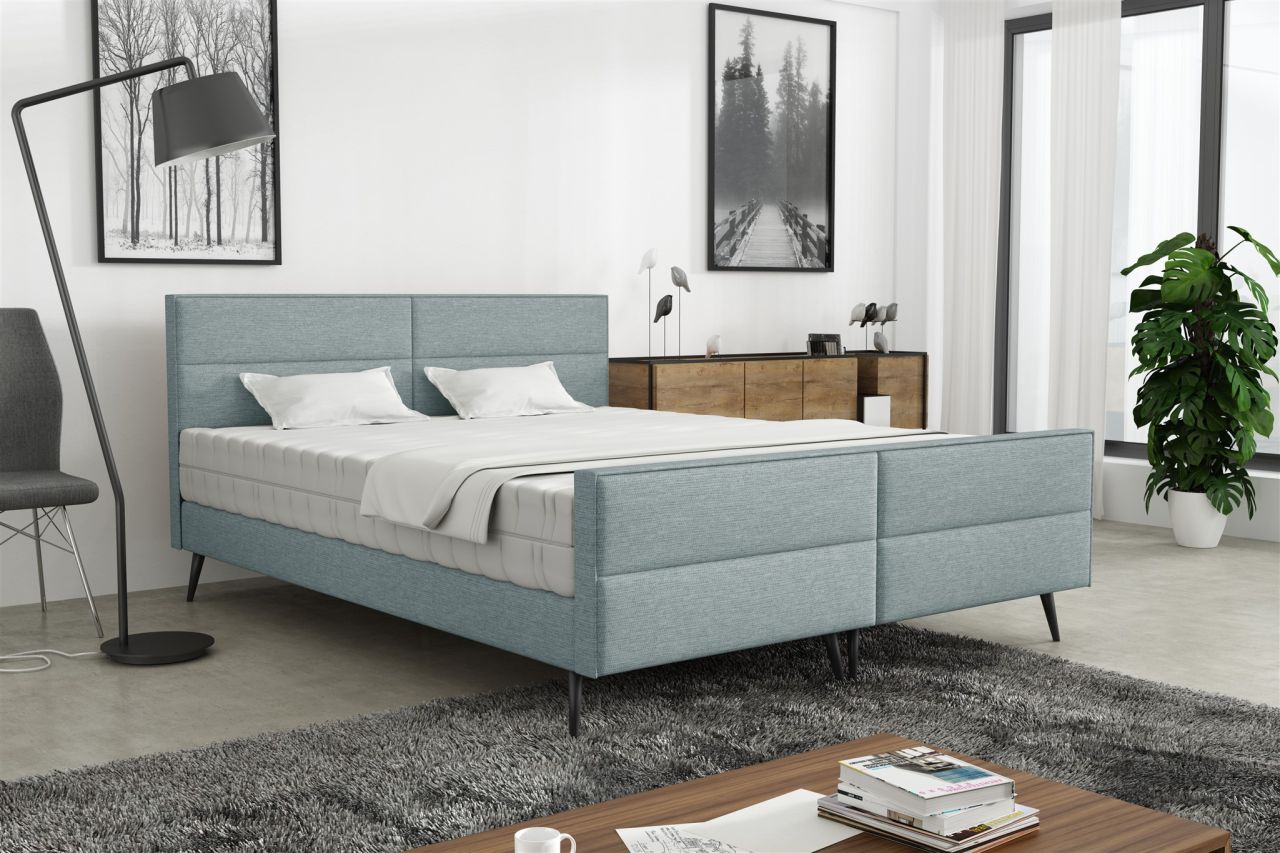 Polsterbett Doppelbett CREMONA 200x200cm Komplettset Stoff Gemma Eisblau Polsterbett Doppelbett CREMONA 200x200cm Komplettset Stoff Gemma Eisblau von Fun Möbel