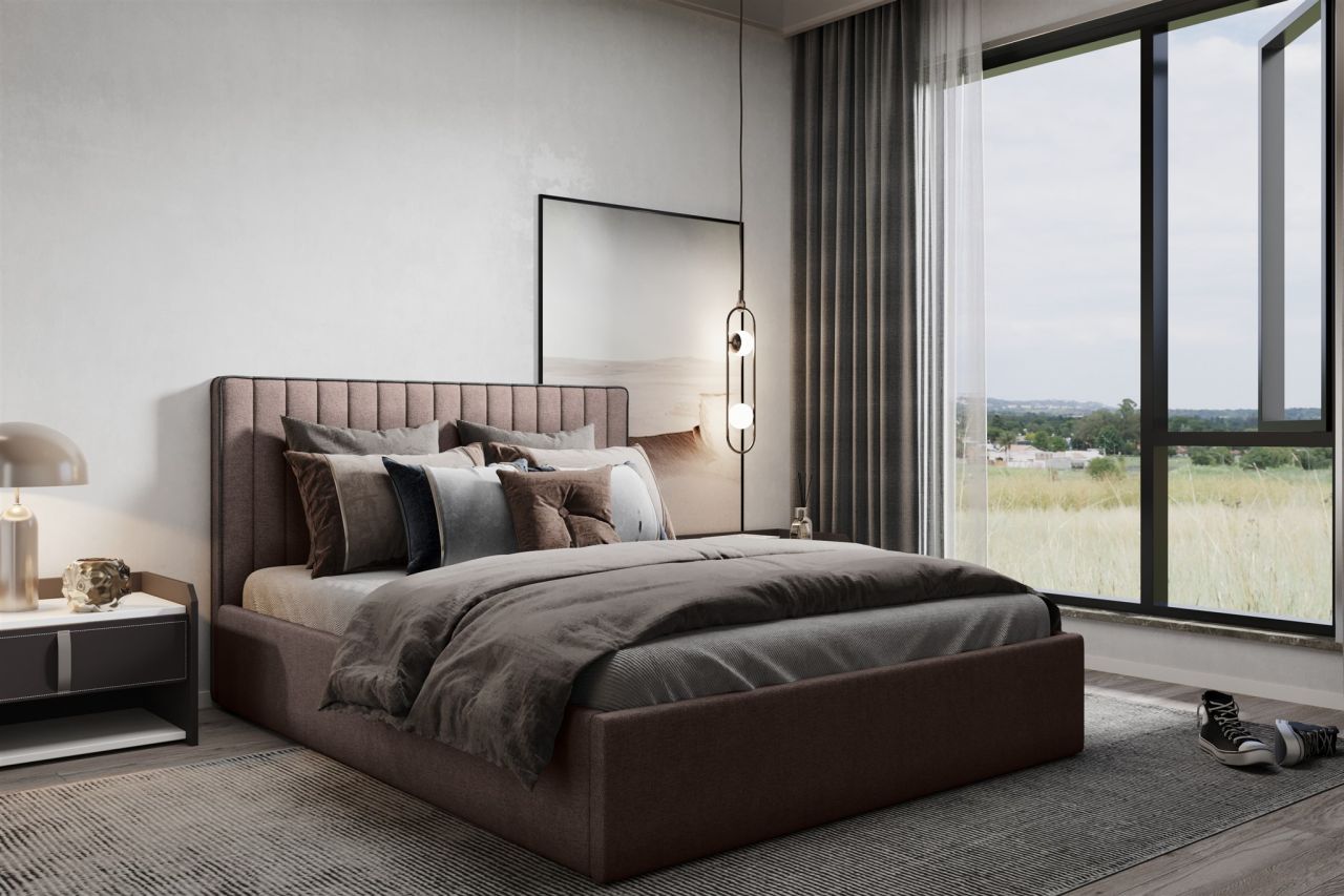 Polsterbett Doppelbett ELIOS Komplettset in Stoff Brooklyn Braun 140x200cm Polsterbett Doppelbett ELIOS Komplettset in Stoff Brooklyn Braun 140x200cm von Fun Moebel