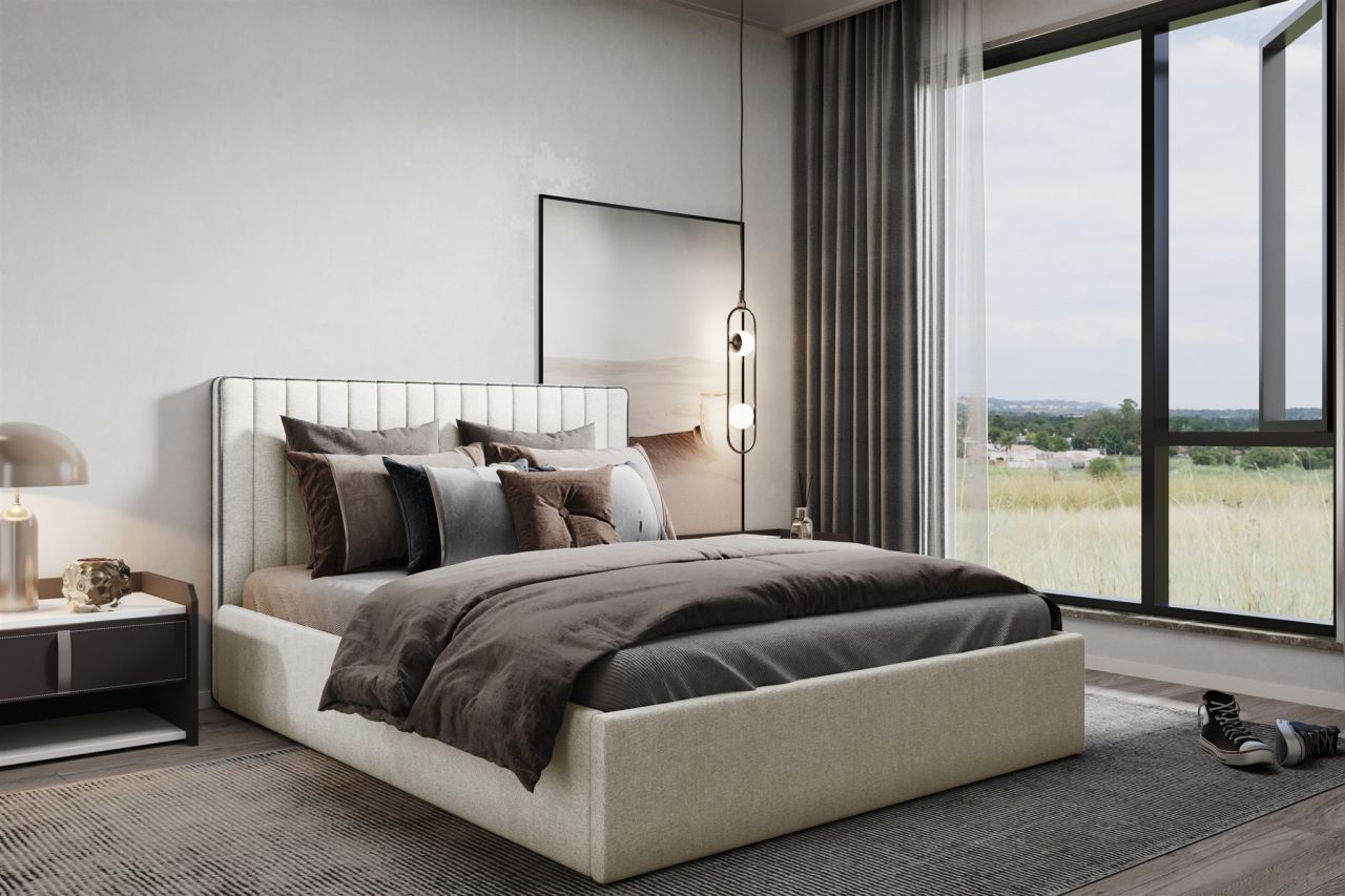 Polsterbett Doppelbett ELIOS Komplettset in Stoff Brooklyn Creme 200x200cm Polsterbett Doppelbett ELIOS Komplettset in Stoff Brooklyn Creme 200x200cm von Fun Moebel