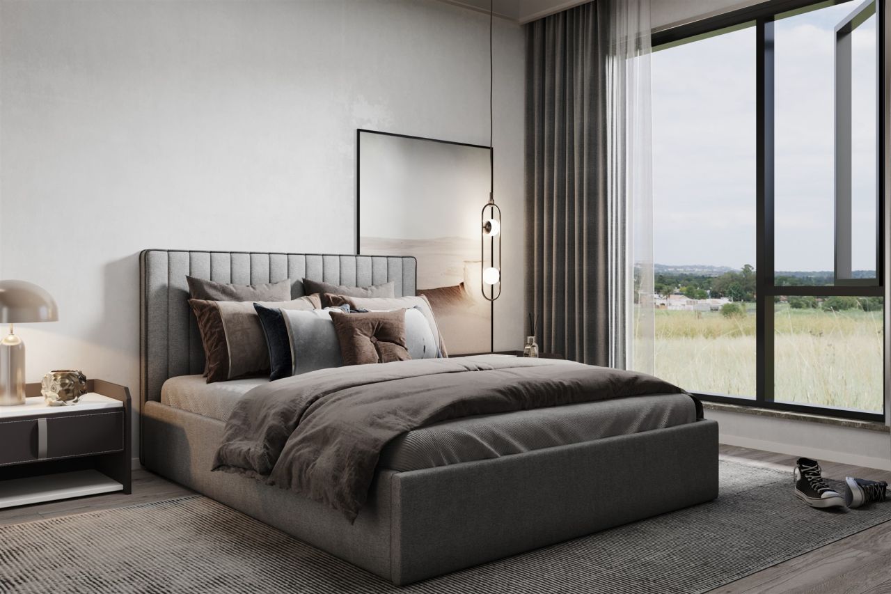 Polsterbett Doppelbett ELIOS Komplettset in Stoff Brooklyn Grau 200x200cm Polsterbett Doppelbett ELIOS Komplettset in Stoff Brooklyn Grau 200x200cm von Fun Moebel
