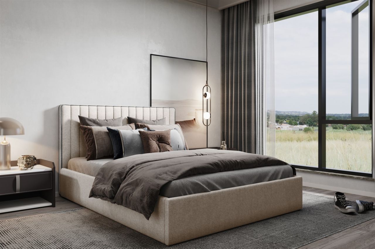 Polsterbett Doppelbett ELIOS in Stoff Brooklyn Beige 200x200cm Polsterbett Doppelbett ELIOS in Stoff Brooklyn Beige 200x200cm von Fun Moebel
