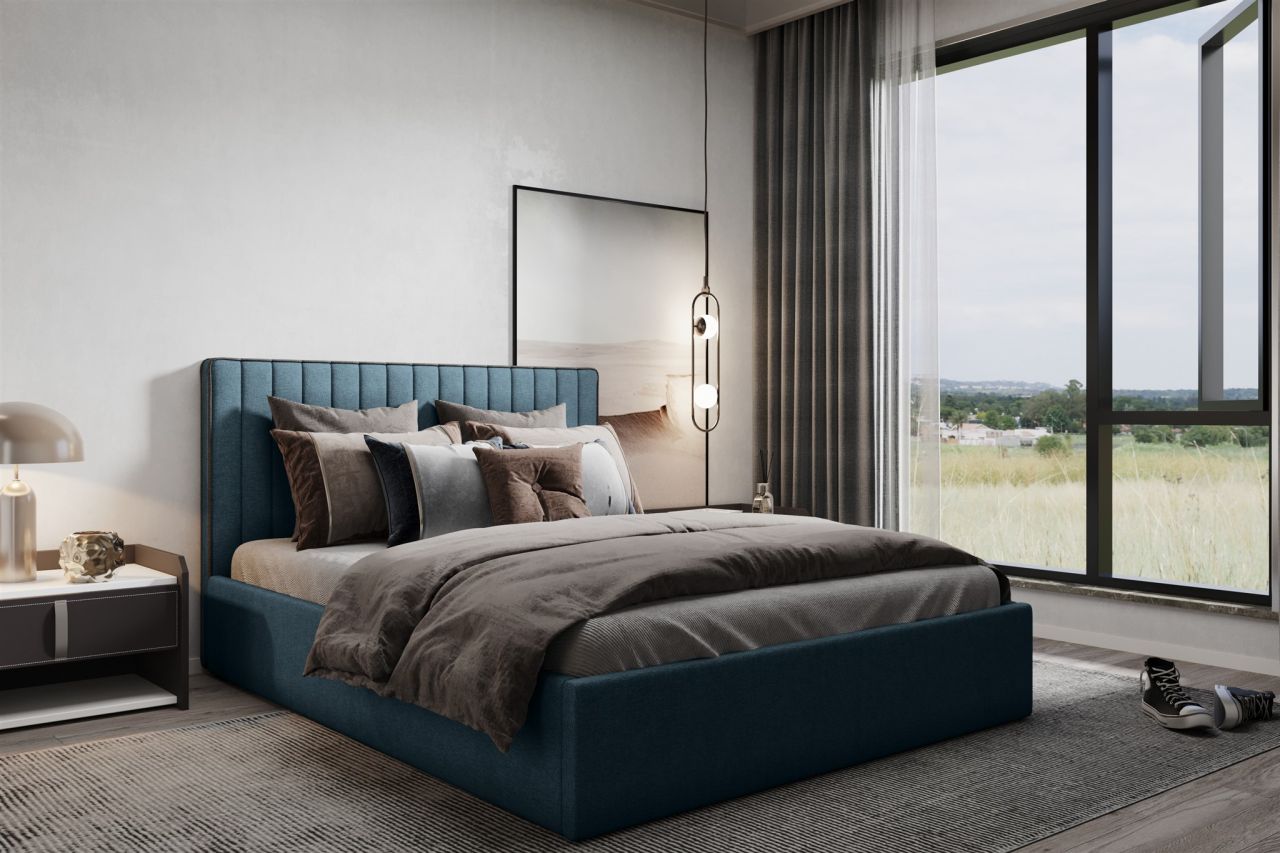 Polsterbett Doppelbett ELIOS in Stoff Brooklyn Blau 200x200cm Polsterbett Doppelbett ELIOS in Stoff Brooklyn Blau 200x200cm von Fun Moebel