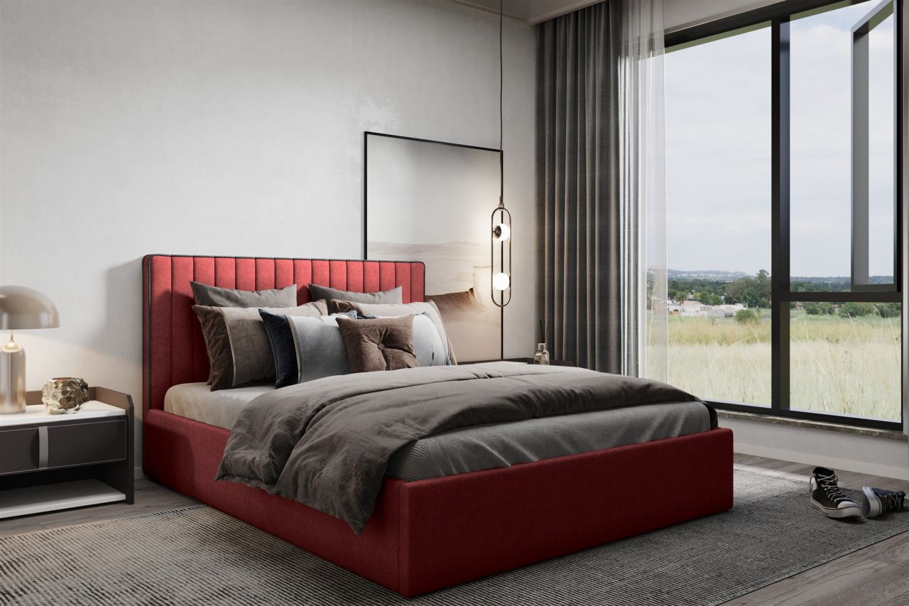 Polsterbett Doppelbett ELIOS in Stoff Brooklyn Rot 200x200cm Polsterbett Doppelbett ELIOS in Stoff Brooklyn Rot 200x200cm von Fun Moebel