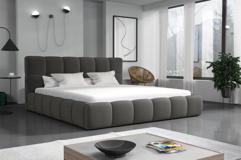 Polsterbett Doppelbett GIOTTO 200x200cm Stoff Monolith Dunkelgrau von Fun Möbel