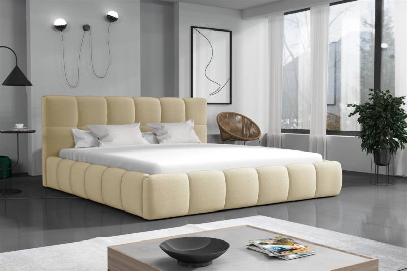 Polsterbett Doppelbett GIOTTO Komplettset 200x200cm Stoff Monolith Creme von Fun Möbel