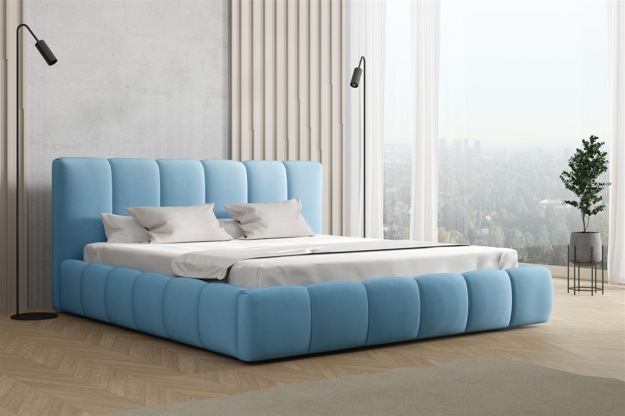 Polsterbett Doppelbett GIULIA Komplettset 200x200cm Stoff Magic Velvet Sky Polsterbett Doppelbett GIULIA Komplettset 200x200cm Stoff Magic Velvet Sky von Fun Möbel