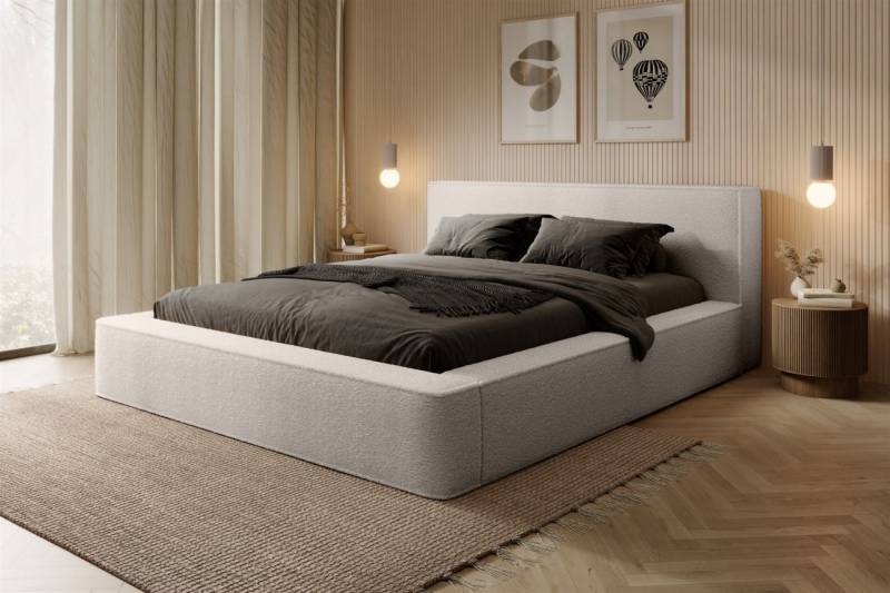 Polsterbett Doppelbett OMAHA 180x200cm Komplettset Stoff Euphoria Creme von Fun Möbel