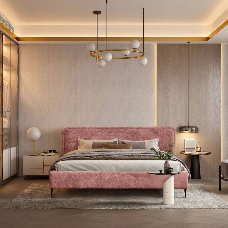 Polsterbett Doppelbett SPRINGS 140x200cm in Stoff Perfekt Harmony Altrosa von Fun Möbel