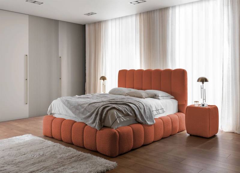 Polsterbett Doppelbett Set.1 CARSON 200x200cm Stoff Catch Me Rostbraun von Fun Möbel