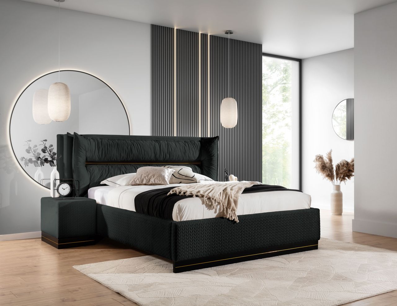 Polsterbett Doppelbett Set.1 HAMILTON 160x200cm Stoff Magic Velvet Schwarz Polsterbett Doppelbett Set.1 HAMILTON 160x200cm Stoff Magic Velvet Schwarz von Fun Möbel