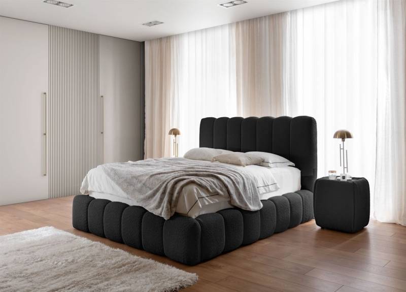 Polsterbett Doppelbett Set.3 CARSON 140x200cm Stoff Catch Me Schwarz von Fun Möbel