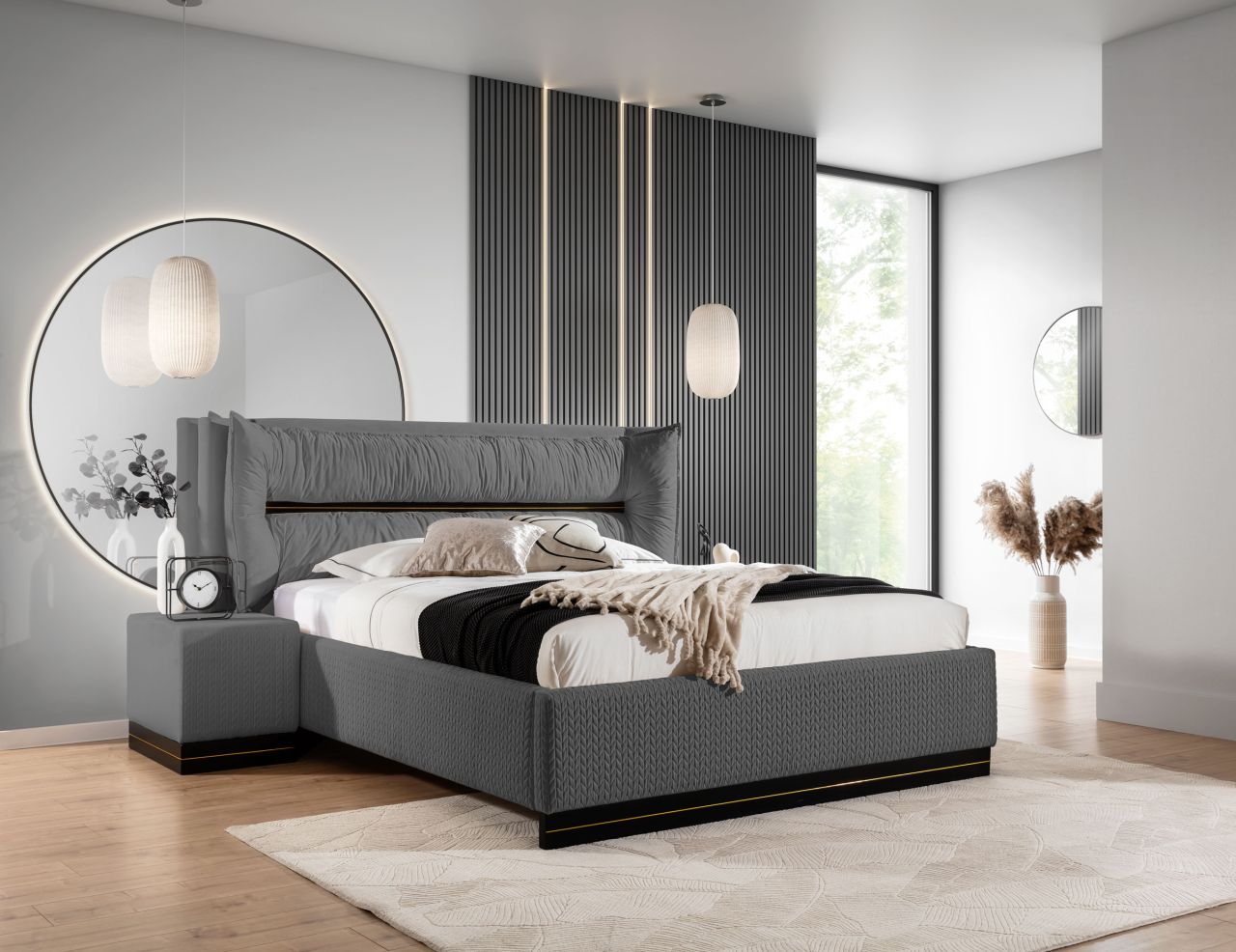 Polsterbett Doppelbett Set.3 HAMILTON 120x200cm Stoff Magic Velvet Grafit Polsterbett Doppelbett Set.3 HAMILTON 120x200cm Stoff Magic Velvet Grafit von Fun Möbel