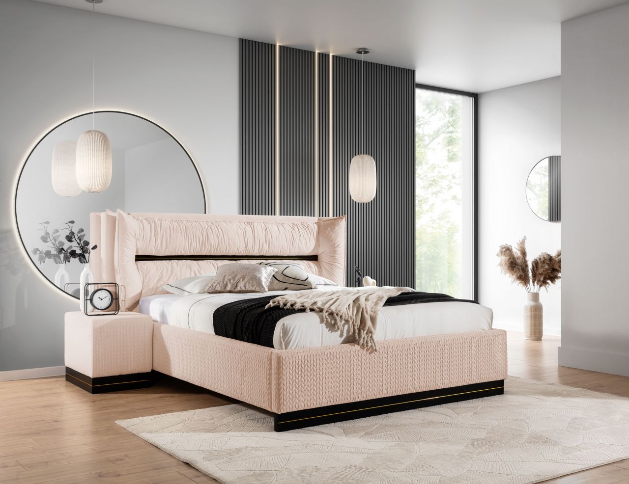 Polsterbett Doppelbett Set.3 HAMILTON 140x200cm Stoff Magic Velvet Lachs Polsterbett Doppelbett Set.3 HAMILTON 140x200cm Stoff Magic Velvet Lachs von Fun Möbel
