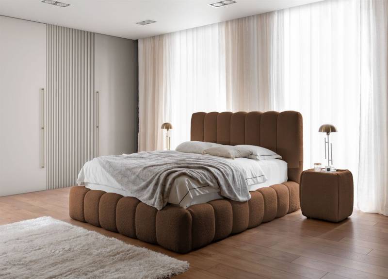 Polsterbett Doppelbett Set.4 CARSON 200x200cm Stoff Catch Me Terracotta von Fun Möbel